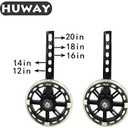training wheels flash mute wheel bicycle stabiliser mounted Kit compatible for bikes of 12 14 16 18 20 Inch 1 Pair (black)