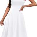 FANDEE Women's Sleeveless Cocktail Dress Vintage A Line Fit and Flare Elegant Midi Dresses for Women with Pockets (White)