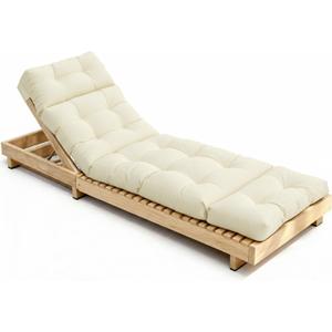 Outdoor Lounge Chair Cushions, Chaise Lounge Chair Cushions Replacement for Patio Furniture with Ties Waterproof Fabric Pool Chasie Cushion 74.4 x 22 x 4.7 Inches (White)