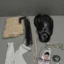 Old Lady Wig Costume for Women,Gray Hair Grandma Wig,Granny Cosplay Accessories Set for 100 Days of School Costume