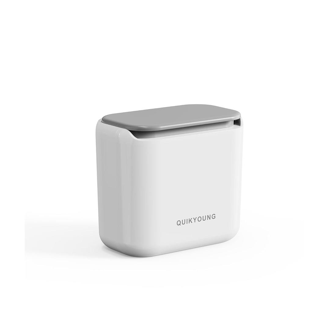 Small Trash Can with Lid, 1.8 Gallon Flip-Top Wall-Mounted Garbage Can, Slim Waste Basket & Compost Bin for Bathroom, Kitchen, Bedroom, Living Room, Office, Laundry - White (1.8 Gel) (1.8Gel)