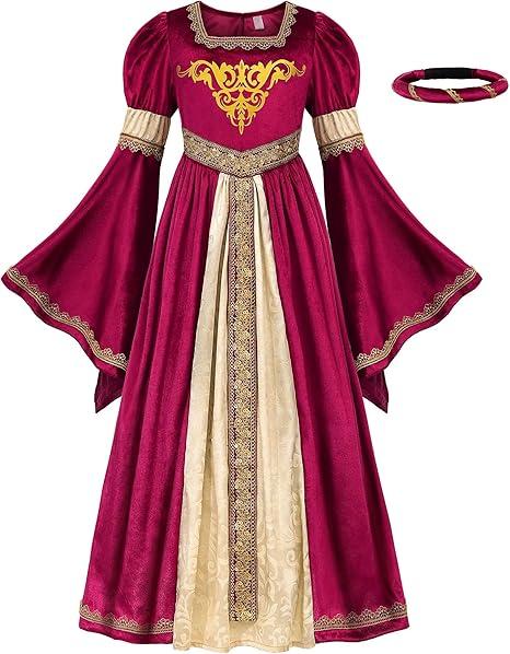 ReliBeauty Medieval Princess Costume for Girls, Size 150