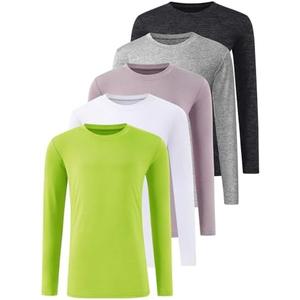 Orrstarry 5 Pack: Youth Girls Long Sleeve Shirts Dry Fit Athletic T-Shirts Soft Active Performance Tees Tops for Kids Teens L