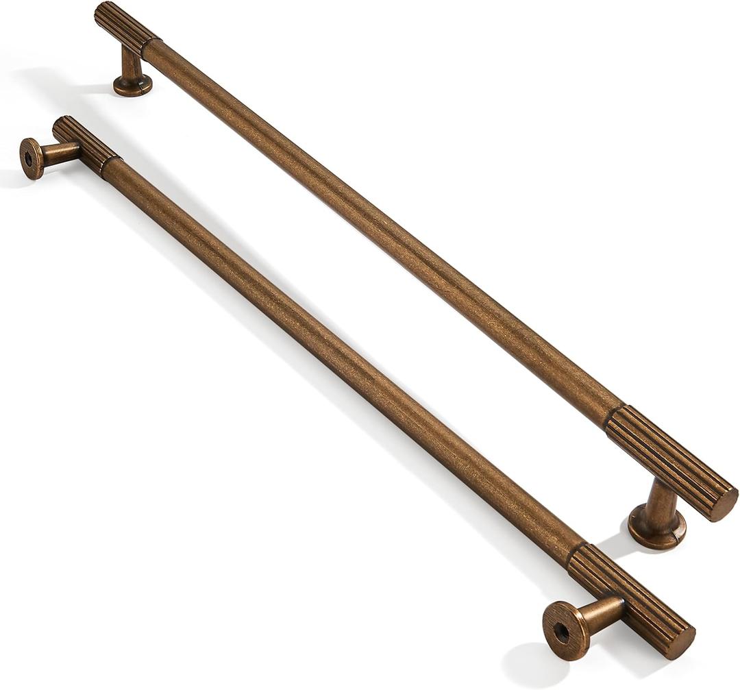 2-Pack 12 Inch Hole Center Antique Brass Cabinet Pulls Solid Heavy Duty Cabinet Pull is Suitable for Drawers Dressers Handles Kitchens Bathroom cabinets