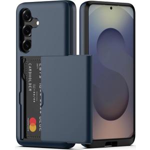 Nvollnoe for Samsung Galaxy S25 Case with Card Holder Dual Layer Heavy Duty Protective Case Hidden Card Slot Slim Wallet Cover for Samsung S25 6.2''(Blue)