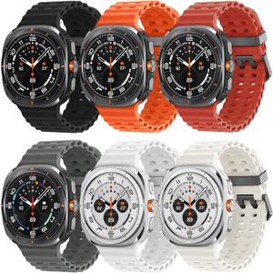 6 Pack Marine Silicone Band for Samsung Galaxy Watch Ultra Bands 47mm Men/Women,Waterproof Soft Sport Strap Compatible with Samsung Watch Ultra Band for Men/Women Breathable Replacement Correa Reloj
