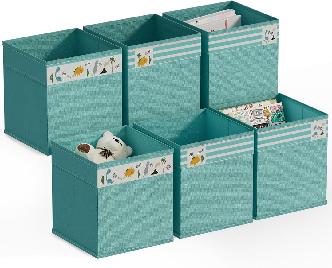 homyfort Cube Storage Organizer Bins, 12x12 Inch Fabric Bins for Cube Storage, Foldable Cloth Baskets Box with Handles for Organizing Clothes, Toys in Pantry, Closet Shelf, Nursery, Kids Room (Green)