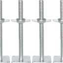 Adjustable Leveling Jack 12", Scaffolding Galvanized Screw Solid Stem Jack with Base Plate, 2 Pack