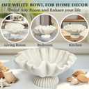 Decorative Fruit Bowl for Home Decor - Large Handicraft Wavy Centerpiece Bowl - 10" Key and Purse Shell Bowls - Scalloped Ruffle Coastal Pedestal Coffee Table Bowls