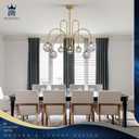 Modern Chandelier 8 Lights Gold Sputnik Light Fixture Large Luxury L41 Mid Century Smoke Glass Globe Ceiling Pendant Lighting for Foyer Staircase Living Dining Room Kitchen