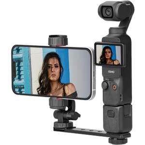 BRDRC Pocket 3 4 Phone Holder Mount, Metal Expansion Adapter Phone Clip with 1/4 Screw and Cold Shoe for DJI Osmo Pocket 3 4 Creator Combo Accessories - Can be Used with Tripod Selfie Stick
