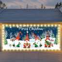 Vrainito 7x16ft Christmas Garage Door Cover with LED String Lights, 2025 Large Garage Door Christmas Decorations, Outdoor Lighted Garage Banner, Merry Garage Mural (Christmas Gnomes)