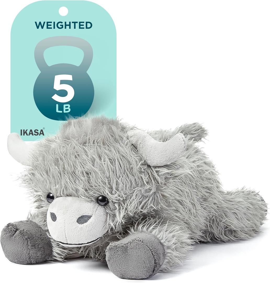 IKASA 5 lbs Weighted Stuffed Animal Highland Cow Plush Toy,24 inches Giant Large Big Jumbo Soft Toys, Huge Cute Fluffy Heavy Fat Oversized Plushie,Gifts for Kids Girls Boys