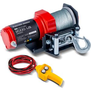 RUGCEL WINCH 2000lb,for ATV, with Steel Cable,ATV Winch with Wired Manual Remote Control Switch,with Mounting Plate,with Roller Fairlead&Hook