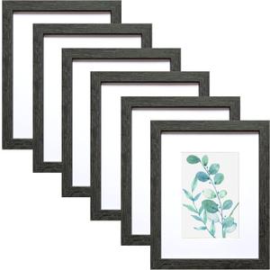 SESEAT 8x10 Picture Frame Dark Gray Set of 6, Display Pictures 5x7 With mat or 8x10 Without Mat