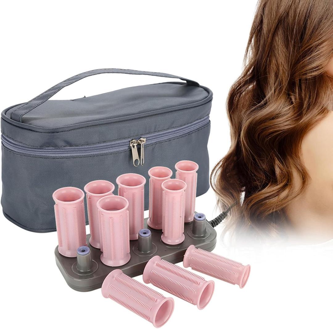 Milltrip 10Pcs Professional Electric Heated Roller Curling Set, Fast Heating Hair Styling Tool with 160C Thermostat, Travel Friendly (Basic Type)