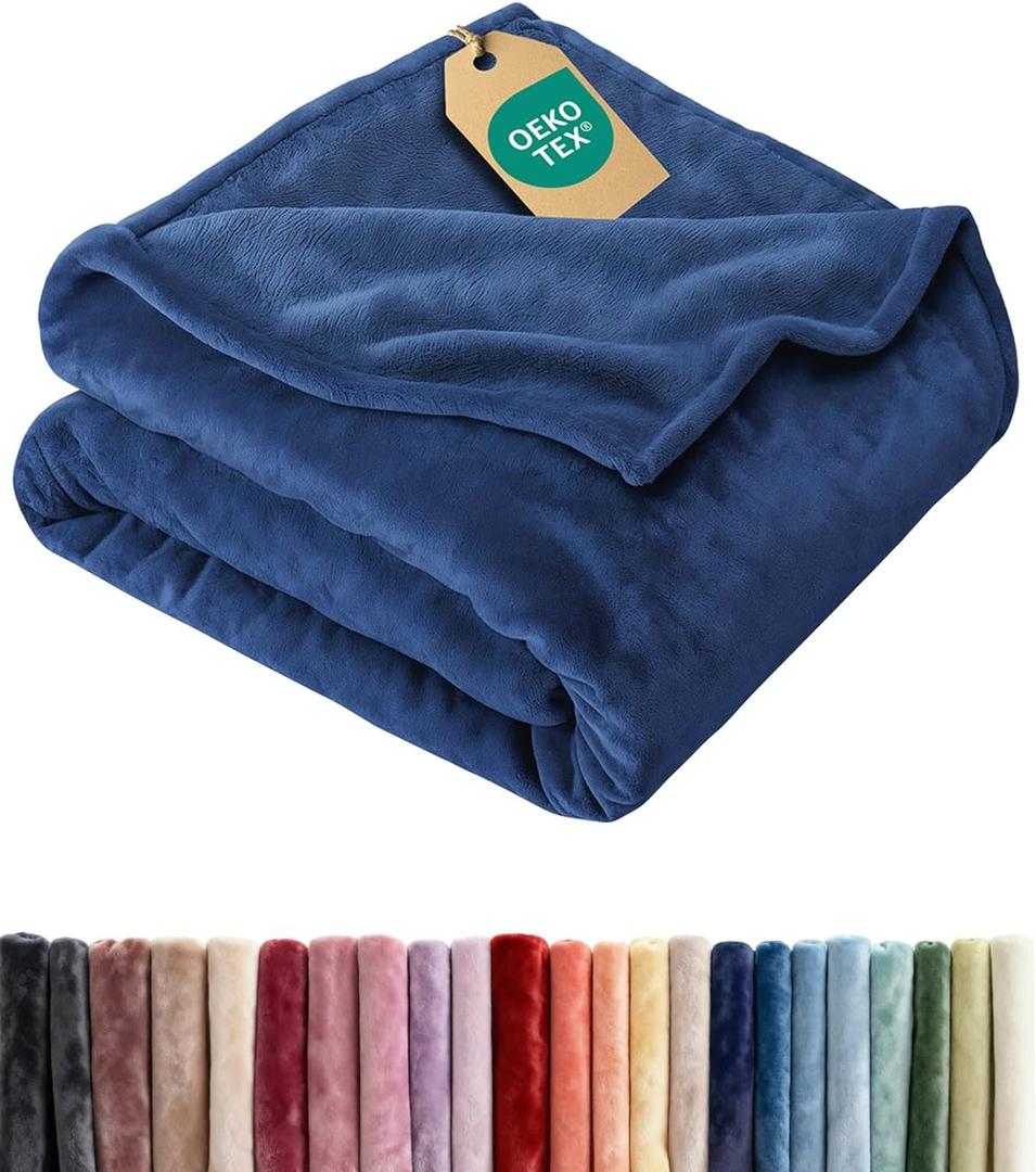 Ultra Soft Fleece Blanket Throw Size - Flannel Fleece Luxury Throw Blanket - Lightweight for Couch Bed Chair - Thick, Warm & Breathable - All Season Cozy Anti-Static Microplush Bedding, Royal Blue