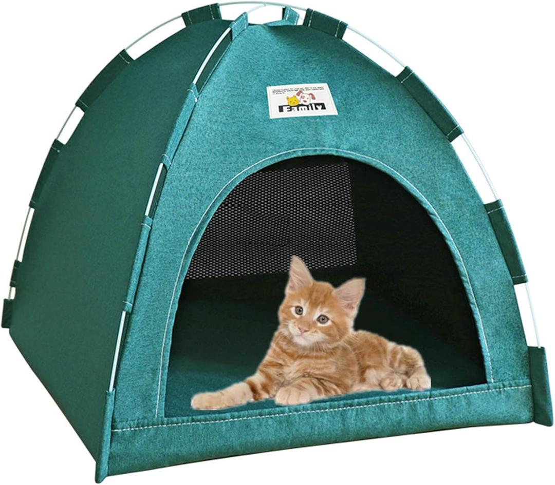 alfyng Cat Tent, Kitten Tent Cave Nest Bed, Portable Pet Cats Tents House for Little Dog, Folding House with Soft Mat for Small Animals All Seasons Indoor and Outdoor (14.2 x 14.2 x 11 INCH)