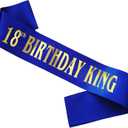 18th Birthday King Sash for Boy, Royal Blue Birthday Sash for 18th Bday Party Supplies, Gifts for Boy Bday Party Favors