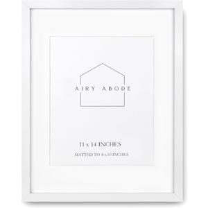 Premium White Wood Picture Frame 11x14 Matted to 8x10 - Pick Your Size and Color