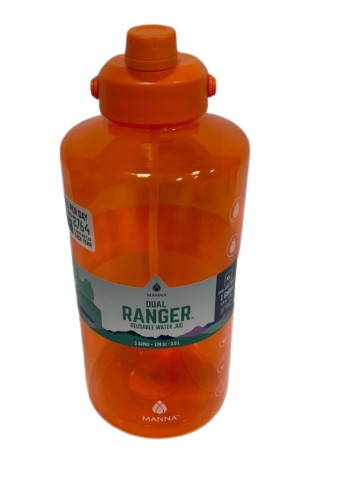 New Manna Dual Ranger Reusable Water Jug 1 Gallon 128 Oz XL Capacity Orange RARE