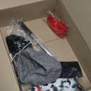 7 Pcs Halloween Dalmatian Costume and Catcher Accessories Shawl Red Gloves Pearl Necklace Hat Holder Suspender Fishing Net for Halloween Adults Couple Cosplay Party