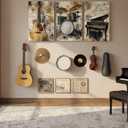 3pcs Vintage Musical Instruments Wall Art Piano Guitar Drums Jazz Posters Artwork Musical Theme Painting Pictures Wall Decor for Studio Gallery Home Decoration 16x24in Framed