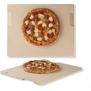 Pizza Stone for Oven and Grill, 15x12 Inch Cordierite Baking Stone with 4 Built-in Handles, 8.2lbs Heavy Duty Thermal Shock Resistant for Crispy Crust Pizza Bread Cookies BBQ