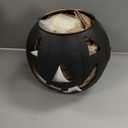 Metal Jack O' Lantern Pumpkin Flamless LED Candle Lantern, 5 Inch, Black with Gold Interior