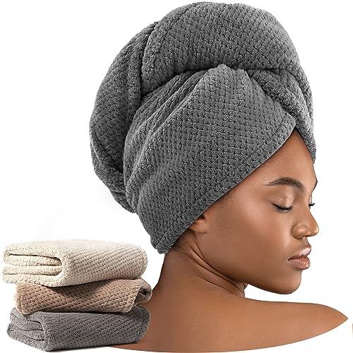 Umisleep 3 Pack Microfiber Hair Towel Wrap for Curly Hair, Super Absorbent Hair Drying Towel for Women, Kids, Hair Care Accessories, Hair Turban for Wet Hair 