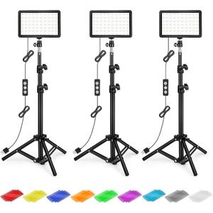 Photography Lighting Kit Dimmable 5600K USB Led Video Studio Streaming Lights with Adjustable Tripod Stand and Color Filters for Table Top/Photo Video Shooting