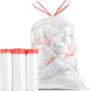 Heavy Duty 15 Gallon Drawstring Trash Bags, 108 Count Ultra Thick Strong Plastic Garbage Bags, Clear Unscented Trash Can Liners for Tall Kitchen Office Lawn Yard
