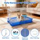 BWOGUE Small Rabbit Cage Indoor, Guinea Pig Cages with Water Bottle, Hangable Food Dish & Grid Mesh Floor, Bunny Enclosure for Hamster, Ferret, Rat, Chinchillas, Hedgehog and Small Animal