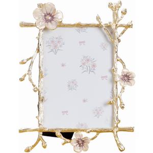 Gold Frame, golden branches Textured Picture Frame, Vertical Display, Tabletop & Wall Display, Perfect for Home Decor, Commemorate Wedding and Graduation,Art,1-Pack (Gold-Pink, 4 * 6inch)