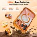 Misscase for iPhone 17 Pro Max Case,with Privacy Screen Protector,Compatible with MagSafe,Bling Glitter Cute Curly Wave Border Phone Cover for Women Men, Drop Protection Anti-Slip Orange