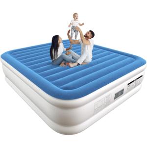 King Air Mattress 20 Inches High King Air Bed Mattress with Built in Pump 1 Button to Start Inflate Deflate 3 Mins Fast Self Inflating Air Mattress Suitable Indoor Outdoor