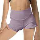 Girls Athletic Shorts High Waisted Ruffle Dance Shorts Yoga Workout Running Shorts (5-6 Years, Purple)