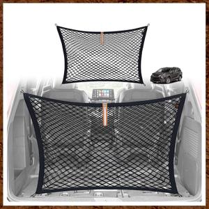 Muslogy Truck Bed Cargo Net Trunk Netting Compatible with 2021-2025 2026 Toyota Sienna Accessories, Pickup Cargo Organizer SUV Sedan Storage Net w/Heavy Duty Carabiners