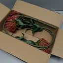 Hollyone 3Pcs Red Artificial Flowers Mums Fall Spider Mum Flower Silk 28.3'' Long Stem Fake Chrysanthemum Flowers Leucospermum Cordifolium Arrangement Faux Pincushion Flowers Bouquet Home Decor