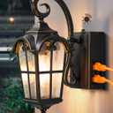 EDISHINE Dusk to Dawn Outdoor Wall Lights, Porch Light Fixture with GFCI Outlet, Exterior Wall Lantern with E26 Socket, Waterproof Outside Wall Sconce Wall Mount Lamp for Front Door, Patio, Garage