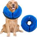 Dog Cone Collar, Inflatable Dog Cone Soft Protective Pet Recovery Collar After Surgery for Dogs and CatsBlue M (9-14")