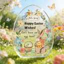 2 x Easter Acrylic Plaque Decor - Hello Spring! Egg-Shaped Gift for Couples with Bunny, Eggs & Basket, Festive Tabletop Decor