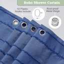 2 x Aiyufeng Royal Blue Extra Long Shower Curtains - Classic Tufted Stripe Minimalist Boho Fabric Shower Curtain for Bathroom, Modern Farmhouse Textured Cloth Shower Curtain, 72" Wx96 L Inches