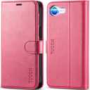 TUCCH Wallet Case for iPhone 16e, Kickstand PU Leather Magnetic Protective Flip Cover with [RFID Blocking] [4 Card Slots] [TPU Interior Case] Compatible with iPhone 16e 6.1" 5G, Hot Pink