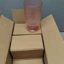 6 Pcs (H:7" W:4") Embossed Flower Vase Pedestal Glass Vase Big Base Thickened Crystal Vintage Vases for Valentines Day Wedding Home Decor Table Centerpiece House Warming Gifts(Pink)