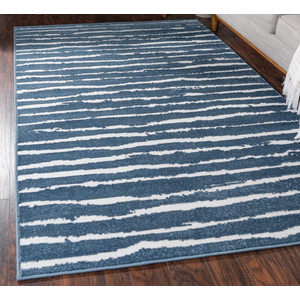 HelloTree Area Rug for Living Room 8x10 Washable Geometric Moroccan Rug Stripe Farmhouse Bohemian Minimalistic Non Slip Non Shedding Ultra Thin Soft Rug for Bedroom Office DiningRoom Nursery-Blue, 8 ft x 10 ft, Blue