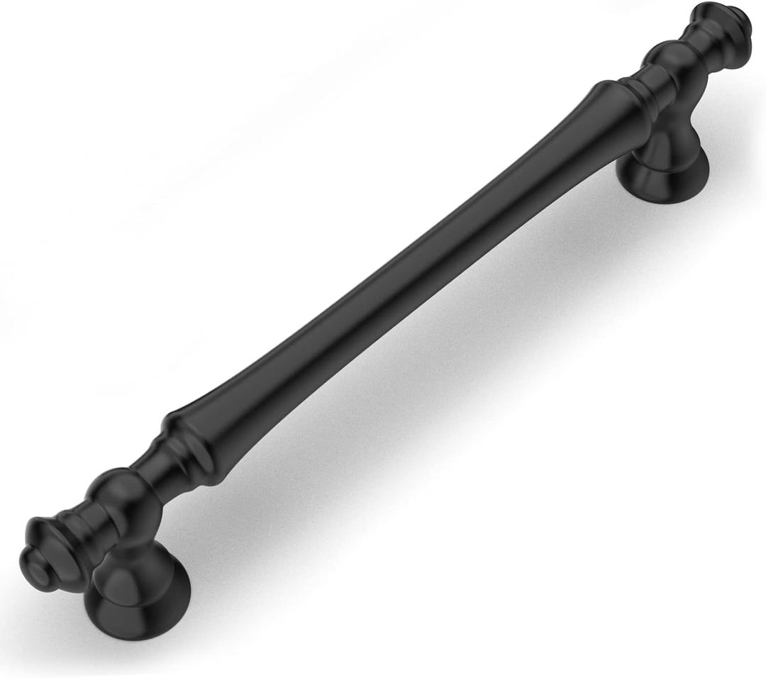 Amerdeco 10 Pack Matte Black Cabinet Pulls 5 Inch(128mm) Hole Center Cabinet Hardware Kitchen Cabinet Handles for Bathroom Drawer Pulls Dresser Pulls ZH0014
