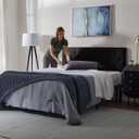 Lucid Mid-Rise Upholstered Headboard - Diamond Tufted - Padded Polyester - Adjustable Height from 34 to 46 - Easy Assembly - Bed Frame or Wall Mount - Sturdy - Black - Queen Size
