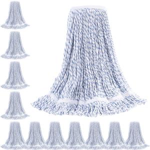 Matthew Cleaning Heavy Duty Mop Head Commercial Grade Replacement for General and Floor Cleaning, Wet Industrial Blue Cotton Looped End String Head Refills (Case of 24)