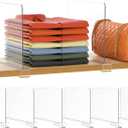 6 PCS Clear Shelf Dividers for Closet Organization, Purse Organizer for Wooden or Vertical Shelving, Perfect for Sweater, Shirts, Handbags in Bedroom